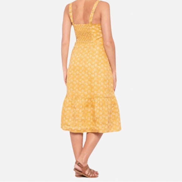 Cynthia Rowley Midi Dress | Sundress | Gold | Yellow | 100% Linen | Size 8 - Picture 2 of 12